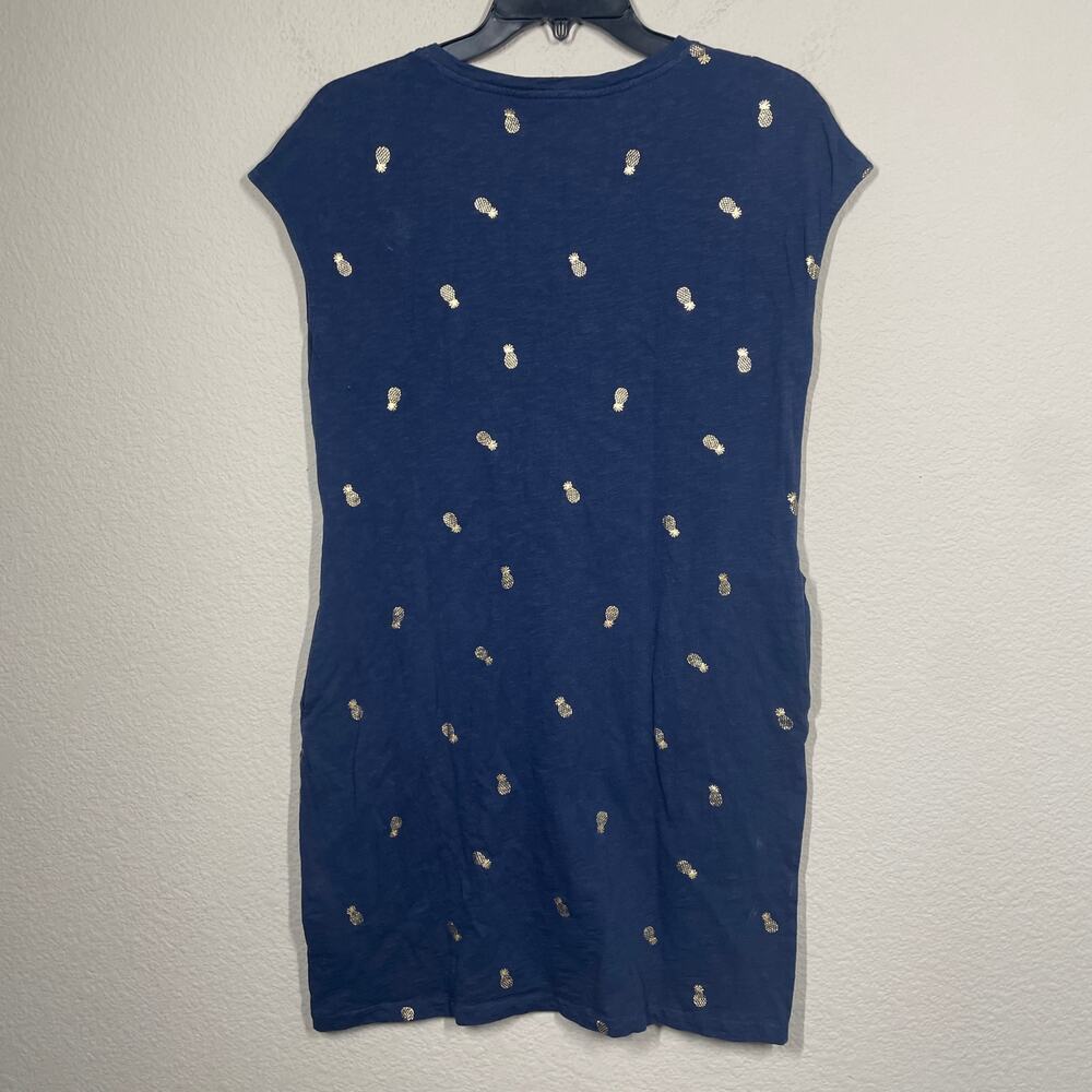Boden 4 Leah Jersey T-Shirt Mini Dress Blue Cotton Pineapple Print Cap Sleeves - Picture 8 of 9